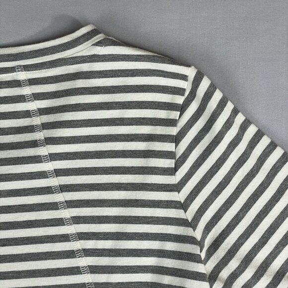 T by TALBOTS Long Sleeve Tee Women's LP Cream & Grey Stripe Basic Preppy Classic - Picture 12 of 16